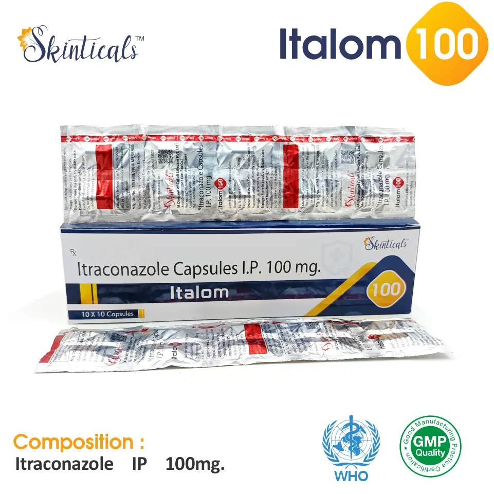 Itraconazole (100mg) Capsule at the best price in PCD Pharma Franchise for Antifungal and Fungal Infection Treatment.